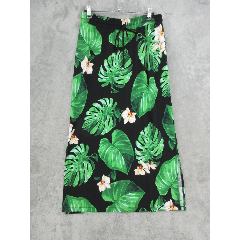 WHBM Skirt Womens Size S Tropical Palm Leaf Floral Maxi Coastal Beach Resort